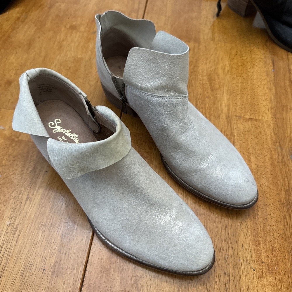 Seychelles Metallic Suede Leather Side Zip Ankle Boot Women’s Size 10,YKK Zip